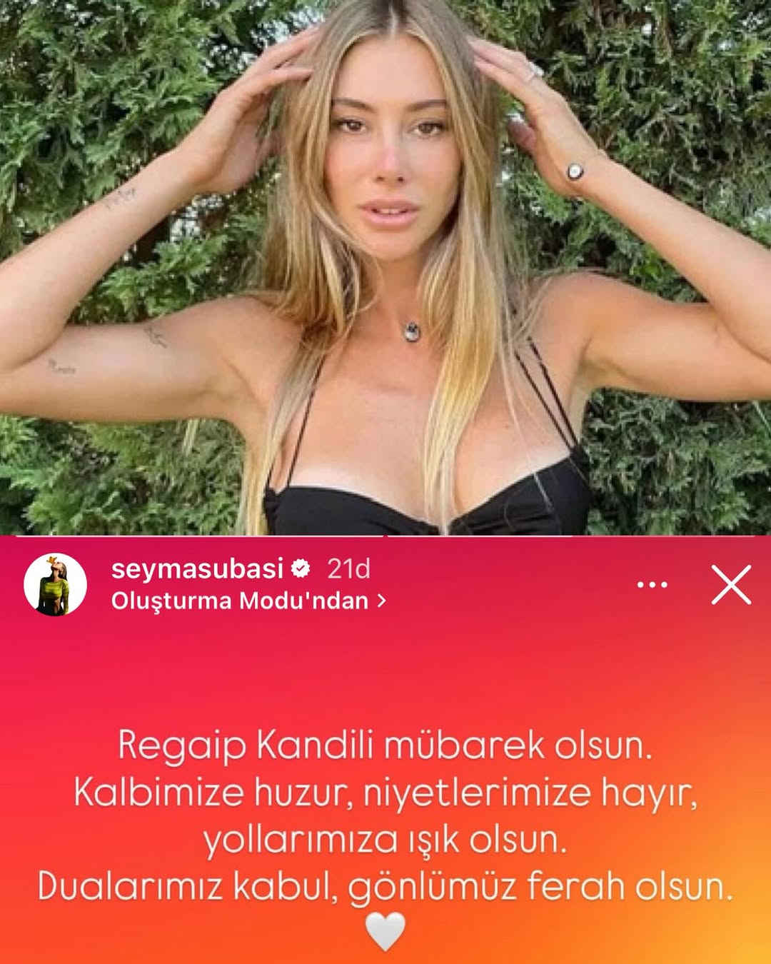 Şeyma Subaşı'dan Kandil Paylaşımı