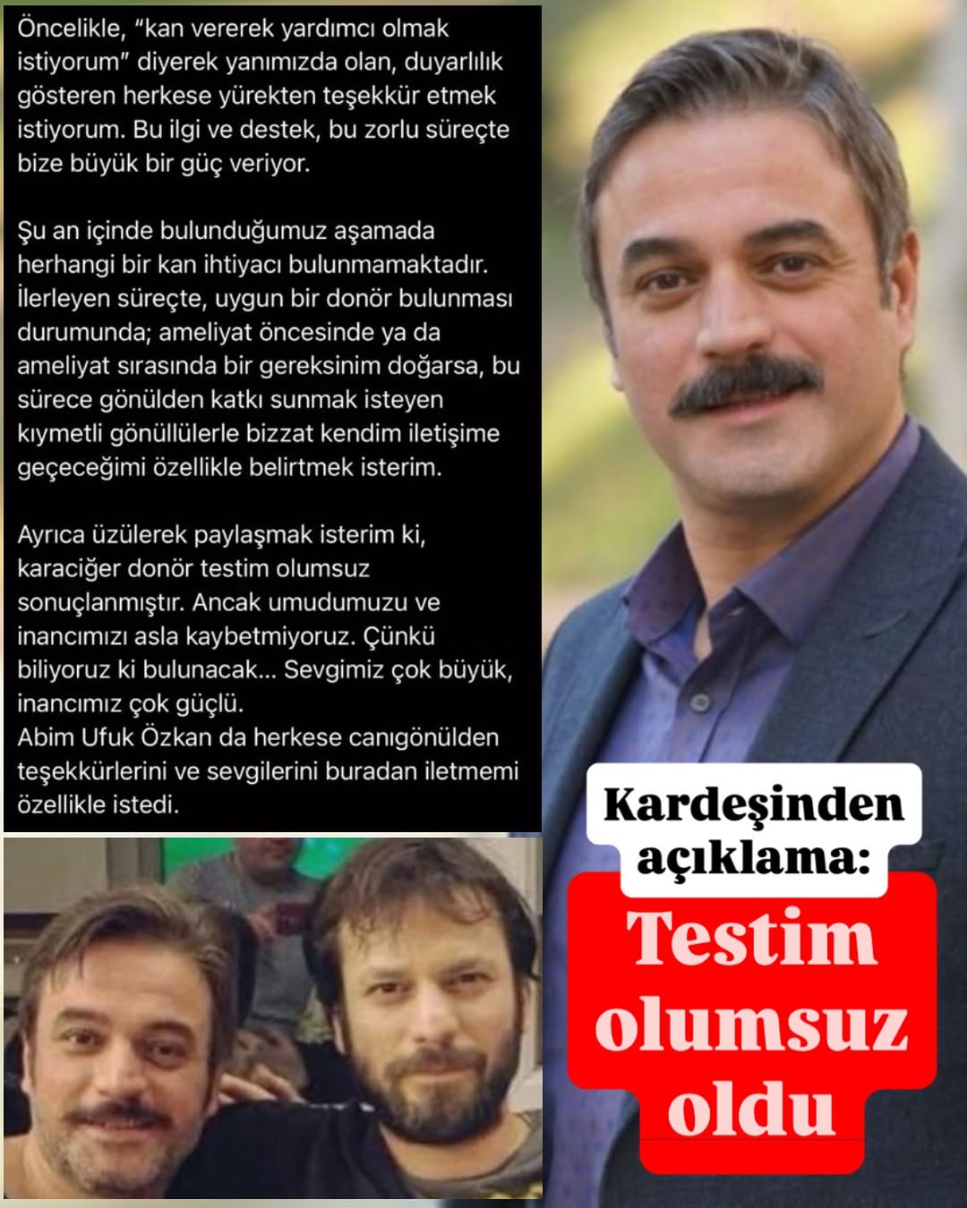 Ufuk Özkan'ın Kardeşi Umut Özkan: Karaciğer Donör Testim Olumsuz Sonuçlandı