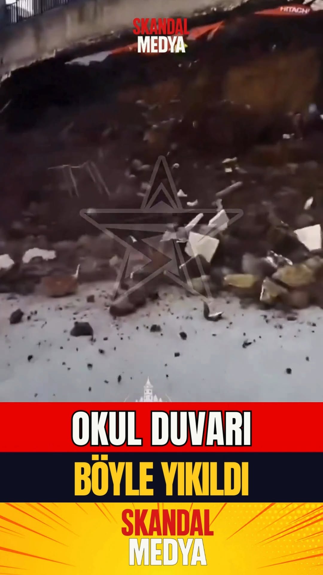 Kocaeli'de Okul Duvarı Büyük Bir Gürültüyle Yıkıldı